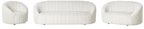 Beliani Conjunto de Sala de Estar Terciopelo Asiento Acolchado Respaldo bajo Retro contemporáneo Blanco Crema Malung