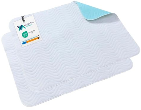 VALENTIA MEDICAL – 2er Set Inkontinenz bettunterlage 90x75 cm, Inkontinenzunterlage waschbar - Oeko-Tex Zertifizierte - Bettunterlage wasserdicht - Atmungsaktiv, wiederverwendbar, saugfähig