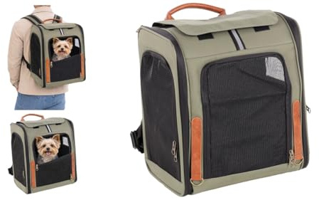 Sac à Dos Chat – Chien – Flamingo Yoda Vert – 34×26×40 cm – Polyester – Cadre/Dos renforcés – Ouvertures AV/Haut/côté – Fond Amovible – Sangle sécurité – Bretelles/Ceinture/Poitrine – Poche & poignée