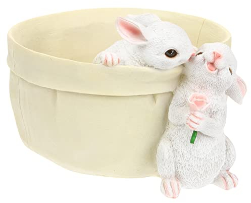 INOOMP Bunny Statue Blumentopf Aus Harz Kleiner Pflanzer Für Sukkulenten Dekorativer Blumentopf Für Drinnen Und Draußen Mit Entwässerungsloch Für Balkon Und Wohnung