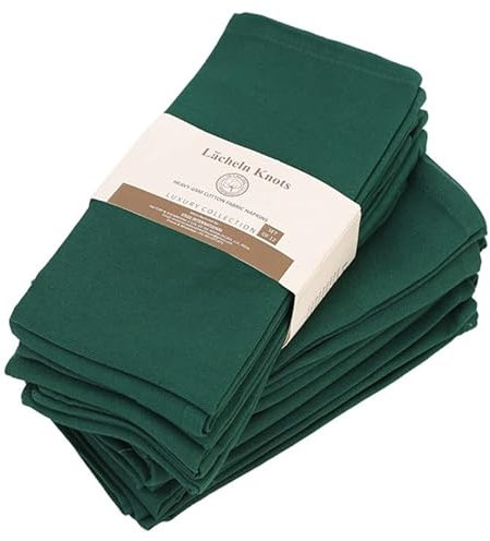 PTNKUIIY 6 Stück Stoffservietten, Baumwolle Wiederverwendbare Servietten 50CM*50CM Tischdekoration Waschbar Servietten Stoff Tischservietten für Familienessen Partys Hochzeit Geburtstag -dunkelgrün