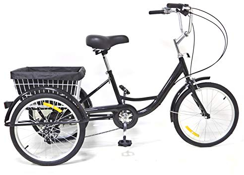 Brride Dreirad für Erwachsene 20 Zoll, 8-Gang Leichtes Klettern Sicher und Stabil, Senioren Dreirad Carbonstahl, für Outdoor-Einkauf und Sport, Einkaufen (Schwarz)