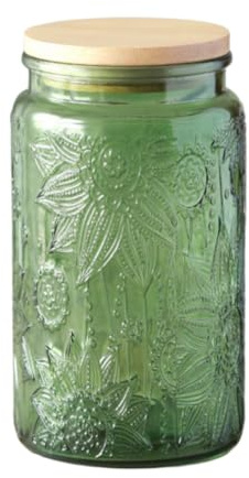 ANSQU Vintage-Glasbehälter, 700ml luftdichter Vorratsbehälter mit Bambus-Holzdeckel für Küchentheke, Speisekammer, Kaffee, Tee, Zucker (Grün 1, 1000ml)