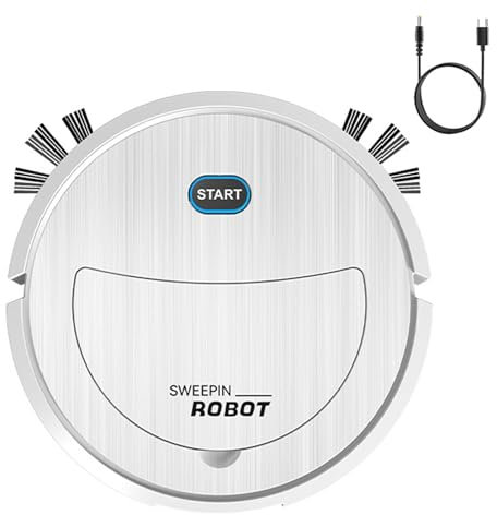 Aspirapolvere robotico – Aspirapolvere intelligente per la casa, robot intelligente per la pulizia della casa, per la pulizia della casa, per tappeti per di animali domestici, 24,9 x 24,9 x 6,1