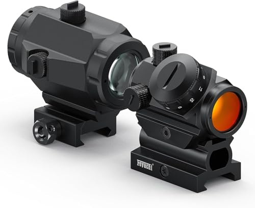 Feyachi Rotpunktvisier mit 5X Red Dot Magnifier Absolute Co-Witness | RDS-23 Red Dot Visier 2 MOA mit M40 Lupe für perfekte Ausrichtung, Airsoft Zielfernrohr für Outdoor Jagd und taktische