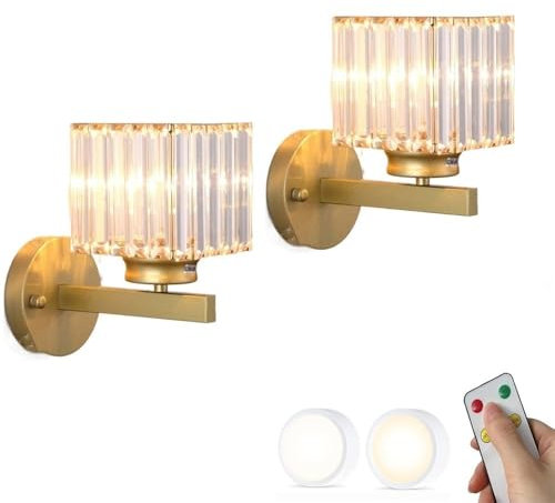 Wandleuchte Innen Wandlampe 2 STÜCKE Moderne Kristall-Wandleuchten Kleine Wandlampe mit Glasschirm Badezimmer-Kosmetikspiegelleuchte for Schlafzimmer Nachttisch Wohnzimmer Flur Wandbeleuchtung Flurlam