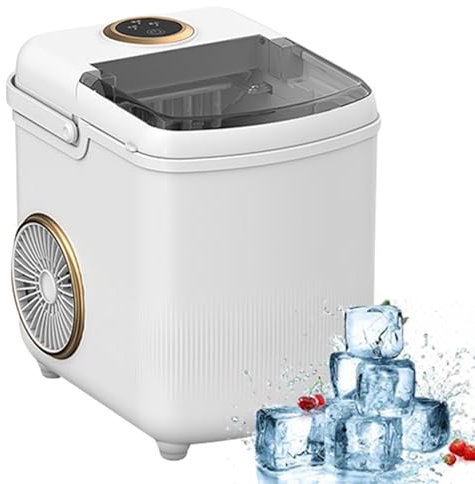 星姿 Macchina per il ghiaccio portatile con manico, macchina per il ghiaccio autopulente a pellet, piano di lavoro, 10 kg/24 h, 9 cubetti di ghiaccio pronti in 6 minuti per casa, cucina, campeggio,