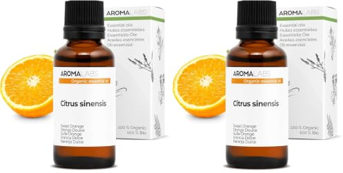 BIO - Olio essenziale ARANCIA DOLCE - 30mL - 100% Puro, Naturale, Chemiotipizzato e Certificato AB - AROMA LABS (Marchio Francese) (Confezione da 2)