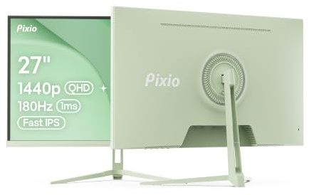 Pixio PX278 Wave Mint Green 27 inch 180Hz Refresh Rate Quad HD 1440p Resolution AMD FreeSync Fast IPS Panel 1ms GTG Response Time Built-in Speakers Gaming Monitor