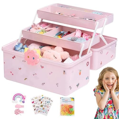 Generico Scatola Porta Capelli Bambina, Contenitore Per Trucchi Organizer, Portagioie Cassettiera Organizer, Portagioie Da Viaggio, Per Anelli Orecchini Collane Bracciali, Per Cassetto,Idea Regalo