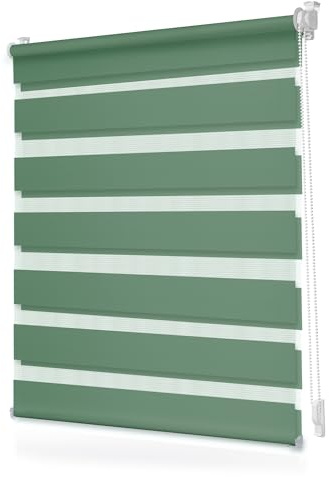 Lichtblick Duo Rollo ohne Bohren Blickdicht Salbei 60 cm x 130 cm (B x L) | Duo Rollo, Rollos für Fenster ohne Bohren, Montage ohne Bohren, Mit Lichtfilter, Klemm-Montage, Sonnenschutz, Klemmbar