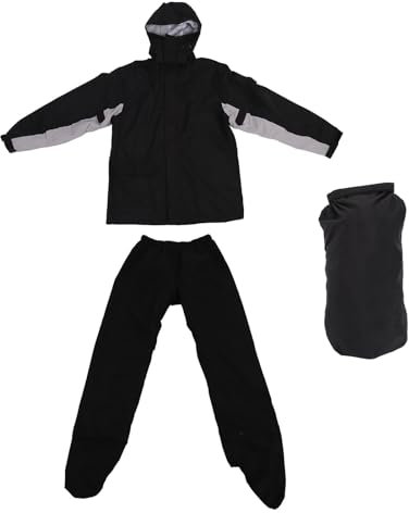 Jiawu Traje de Lluvia para Motocicleta, Ropa Impermeable Ligera y Transpirable, Chaqueta Impermeable Reflectante de Alta Visibilidad, Traje de Lluvia Impermeable para Hombres (L)
