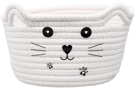 Aufbewahrungskorb Baby Spielzeug,Aufbewahrungskorb Aus Baumwollgewebe,Waschekorb Geflochten Kinder Katze,Katzen-Aufbewahrungsbox Aus Baumwolle,Zur Aufbewahrung Geeignet Spielzeugkorb,12*21*12CM,Kiuiom