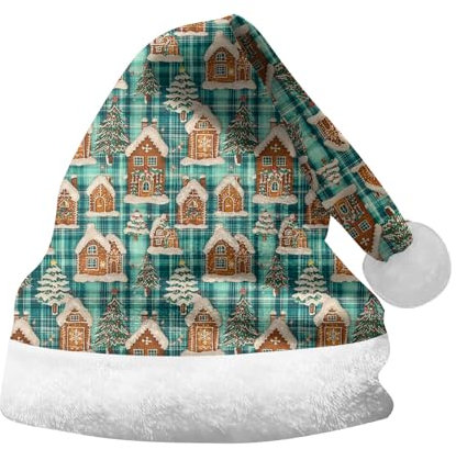 Weihnachtsmütze Nikolausmütze Plüsch Erwachsene Rand Weihnachtsfeier Rote Santa Mütze Nikolaus Warm Dicker Fellrand Weihnachtsspaß Bedruckter Weihnachtsmann Hut Dekorativer Hut für Männer und Frauen