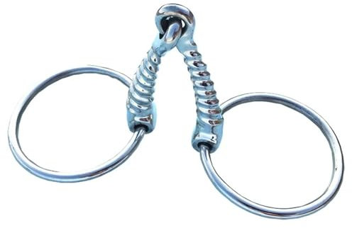 YDYAENIO Gebisse 13,5 cm Edelstahlring Trense Pferdegebiss Ring Pferdegebiss Mundstück mit Korkenziehergelenk