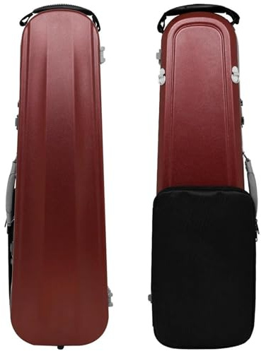 Koffer für Violininstrumente 4/4-Geigenkoffer Kohlefaser-Geigenkoffer-Rucksack Mit Hygrometer Und Notentaschen-Zahlenschloss(Red)