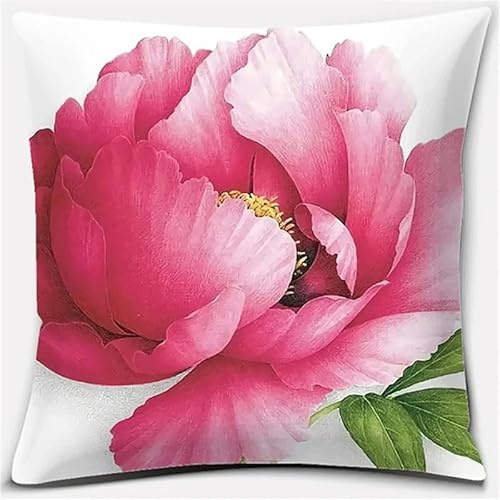 ANSIWEIGO Coussin à Point Compté 45X45cm Coussin Brodé avec Fil et Aiguille à Broder Décoration Point de Croix Complet Broderie Pré-imprimé DIY pour Adulte - Peinture à l'huile de style rétro rose