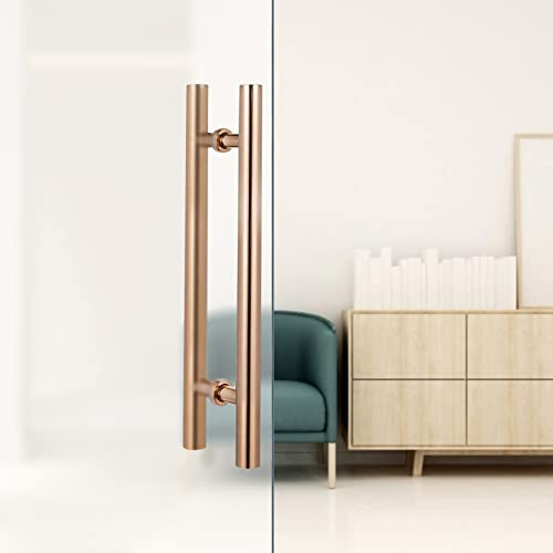 HCZKIUJY Türgriffe zum Schieben von Scheunentüren, Push-Pull-Türgriffe für Innen/Außen, beidseitige Glastüren, Holztüren, gewerbliche Tore, Griff in H-Form, Rose Gold-80cm/32inch-60cm
