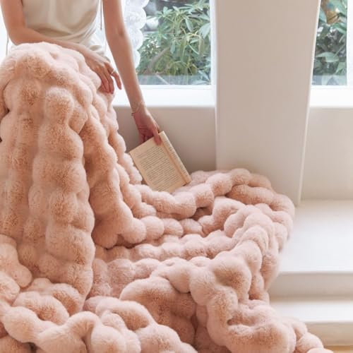ZYFBD Kunstfelldecke, weicher warmer Kaninchen-Plüsch-Überwurf, leicht, wendbar, für Sofa und Bett, vielseitige flauschige Decke für Schlafzimmer, Couch, Reisen, Camping
