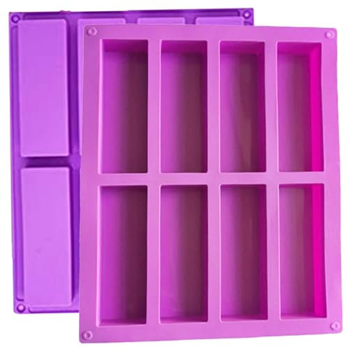Gcroet Silikonstangenformen, 2pcs 8-Cavity-Rechteck-Schokoladenform, Nicht-Stick-Silikon-Backform, DIY-Schokoriegel für Muffin-Maisbrotkäsekuchen-Pudding-Kuchen und -seife.