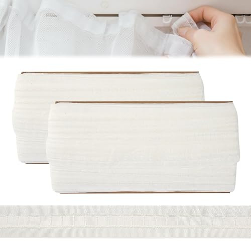 YGKYMVW 2 Rotoli di Fettuccia per Tende 30mX2.5cm, Universale Nastro per Tende in Poliestere Bianca Nastro Arricciato Tende, Nastro Arricciato per Tende Arricciate Nastro Arriccia Tenda
