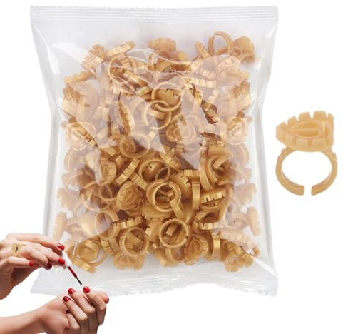 Anneaux De Colle De Cils - 100pcs Tasses Adhésives Jetables | Porte-colle De L'extension Des Cils Réglables, Bague De Colle Intelligente Pour Les Artistes De Cil, Pigment De Tatouage, Rouge À Lèvres,