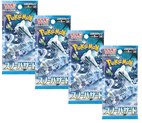 Pokemon TCG 4-pack snöfara boosterpaket, japanska Pokémon-kort, japanska Pokémon-boosters, autentiserad Titan