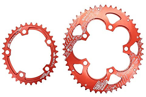 QIUSHIBO Kettenblatt Doppeltes Kettenblatt 110bcd Rennrad Ovales rundes Kettenblatt 2X 50t 35t 34t 53t 39t Kettenblatt 38 ZäHne(Oval red 50-35T)