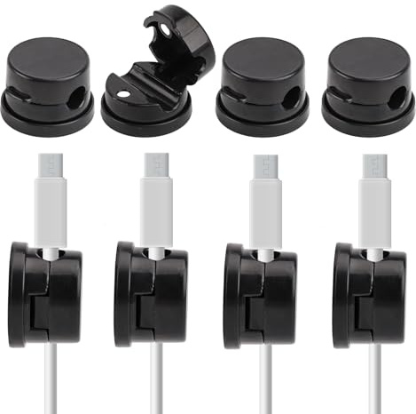 Gosknor 8 Stück Magnetische Kabelorganisatoren, Drehbare Starke Magnetische Kabelclips mit 8 Klebepunkten Selbstklebender Kabelhalter Ladekabelmanagement für Büro Zuhause Auto