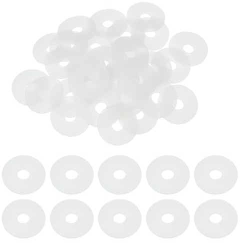 QUARKZMAN 20 Pcs Arandelas Planas De Silicone M7 7mm DI 30mm DE 2mm Espesor Arandelas De Plástico Junta Sujetador Espaciador De Sellado Anillo De Junta Arandelas, Blanco
