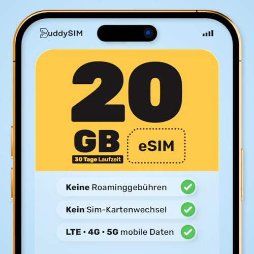BuddySIM – eSIM Kanada – Digitale Prepaid SIM ohne Vertrag – 5G LTE Highspeed Daten – Aktivierung per QR Code – Keine Roaming-Gebühren – Kanada SIM Karte