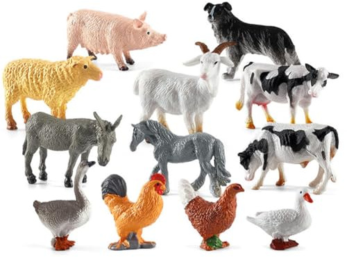12 Pezzi Mini Fattoria Animali Figurine Plastica, Giocattolo Fattoria Con Figure Di Animali Realistici,Giochi Educativo Regalo Per Bambini Set,Set Da Gioco Educativo Per Bambini Di 3 4 5 Anni