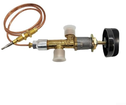 DystopiaWorld Sicherheitsventil-Set für Gas mit Thermoelement & Drehknopf - Propan LPG Regelventil aus Messing für Feuerstelle, Heizung, Grill, Kamin - Niederdruck Gasarmatur Ersatzteil