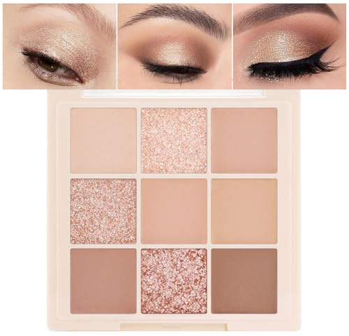 Muorruo Eyeshadow Palette in 9 Nude Colours, natural eyeshadow makeup palettes for women, eyeshadow palette in neutral, light colours, long-lasting, natural appearance, #03