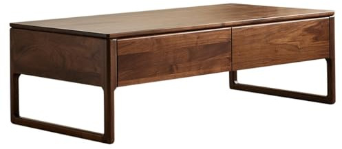 EINES Table basse nordique en noyer noir d'Amérique du Nord - Simple - En bois massif - Rangement pour la maison et le salon