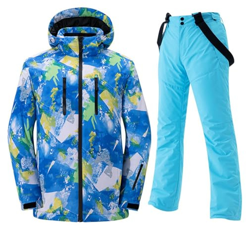 Generisch Herren Skijacke Hose Set winddichter isolierter Schneeanzug Warmer Winter Snowboard Mantel mit atmungsaktiver Technologie für Aktivitäten (BU3, XXXXL)