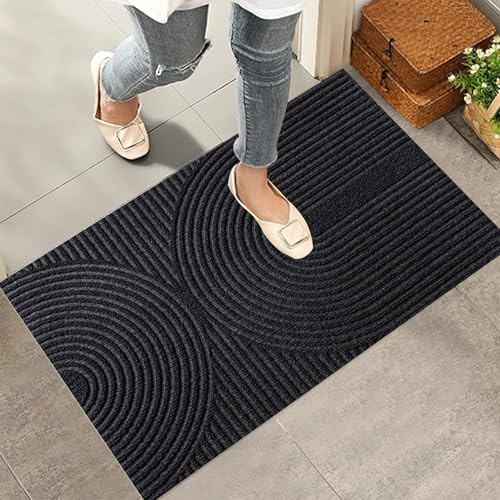 Diaxilu Fußmatte 60x90 cm Innen und Außen - rutschfeste Schmutzfangmatte - Waschbar Fussmatte, Wasserdicht Türmatte - Schmutzfänger Teppich für Eingang, Haustür, Patio, Flur, Garten (Dunkelgrau)