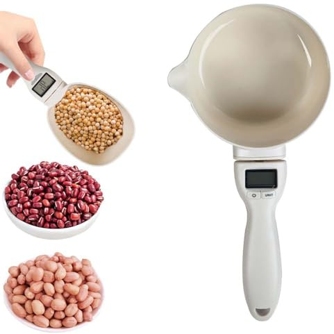 Digital Measuring Spoon Scale, USB Rechargeable Electronic Kitchen Weighing Scoop, 800g Capacity, 1g High Precision LCD Display with Hanging Hole for Cooking and Baking