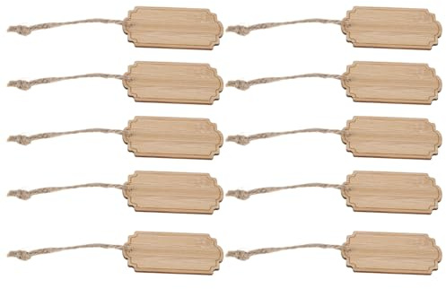 Kisangel Etichette in Legno Rettangolari per Piante 10 Pezzi con Spago per Sospensione, Marcatori Riutilizzabili per Piante in Vaso e Alberi da Giardino, Accessori per Giardinaggio Interno