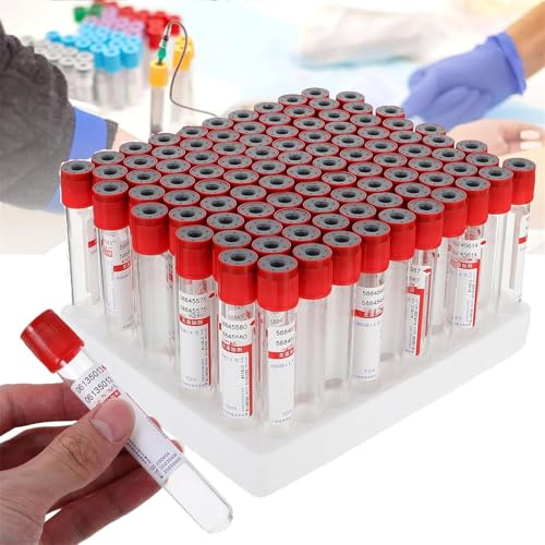 Blutentnahmeröhrchen – 100 Einweg-Vakuumröhrchen mit Schraubverschluss für Laborprobenentnahme, erhältlich in den Größen 3 ml, 5 ml und 10 ml