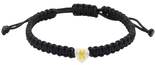 Generisch Flera elastiska pärlarmbandringar vävda armband med bokstäver, delikat hjärta charm, vävt armband för män, kvinnor och flickor i handled herr smycken, Taille unique, Plast