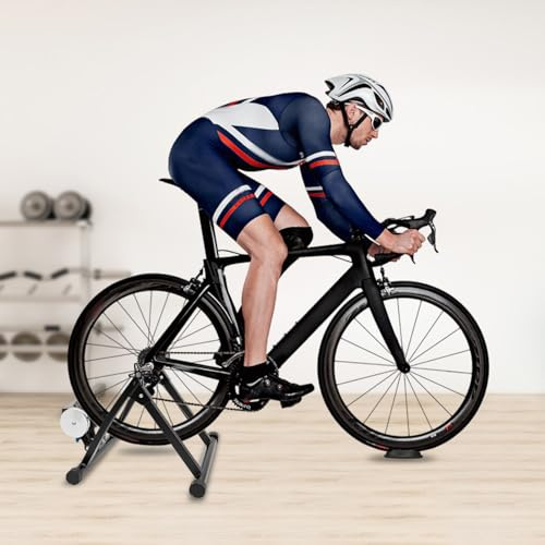 Bicicleta de entrenamiento de rodillos ajustable, soporte de entrenamiento de bicicleta, bajo ruido y construcción estable, para bicicletas de 26-29 pulgadas y 700 C, capacidad de carga 150 kg, 55 x