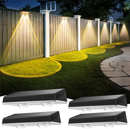Delaiglow Aplique Pared Exterior - Paquete de 4 Luces Solares Impermeables con 3 Modos de Color y 10h Iluminación Automática, Luz Solar para Jardín, Terraza, Patio
