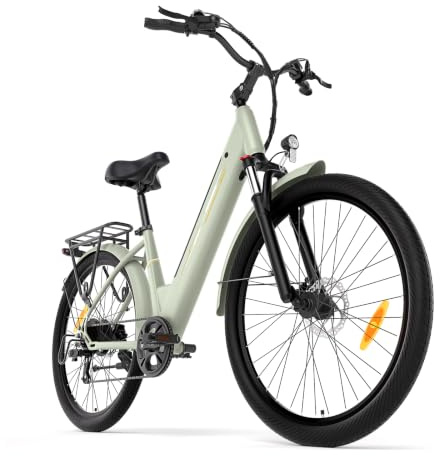 Touroll J1 27,5 E Bike, Elektrofahrrad Trekkingrad E-Bike Herren Damen mit Doppelscheibenbremssystem, 561.6Wh Akku,100km Reichweite, 250W, 7 Gänge, Pedelec E-Citybike für Erwachsene