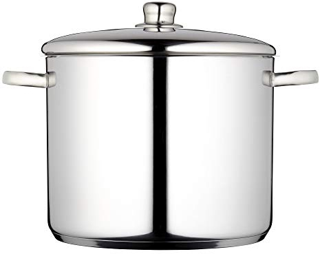 MasterClass Induction-Safe Stainless Steel Large Stock Pot with Lid, Cooking Saucepan with Handles, 14 Litres
