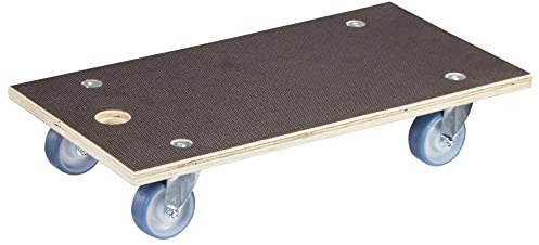 WAGNER Transportroller Transporthilfe 1142 I Schichtholz mit Grip I 57,5 x 30 x 11 cm, Tragkraft 250 kg I Möbelroller für Umzüge mit Soften Rollen I Schwerlastrollbrett Tragegriff I FSC® I Made in DE