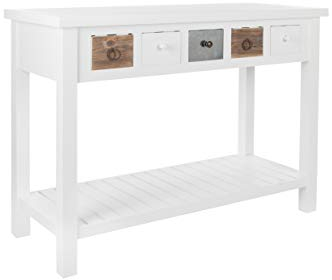 elbmöbel Konsole Konsolentisch Kommode weiß Mehrfarbig Vintage Shabby Chic BeistelltischHolz Metall (B104 x H81 x T40 cm)