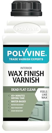 Polyvine Wax Finish Varnish Dead Flat – Quick Dry, Water Resistant Clear Varnish Wax - Quick Dry, Long Lasting Protection, Heat& Stain Resistant for Interior Wood, MDF, Furniture, Emulsion&More, 500ml