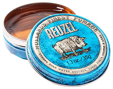 Reuzel Blue Strong Hold Water Soluble Pomade, Hair Wax For Men, 35 g