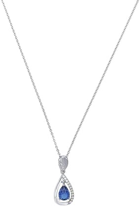 Amor Kette mit Anhänger 925 Sterling Silber Damen Halsschmuck, mit Zirkonia synth, 45 cm, Blau, Kommt in Schmuck Geschenk Box